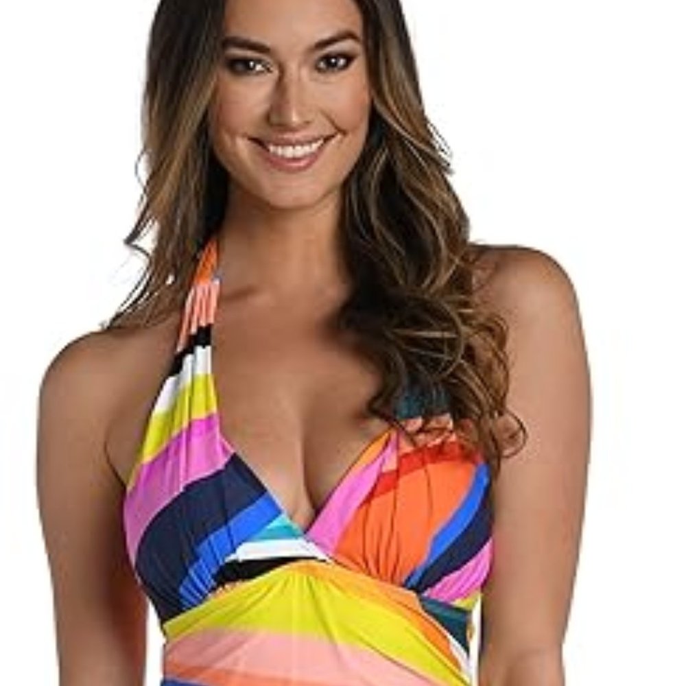Rouched Front Halter Tankini Swimsuit Top